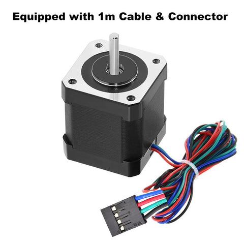 5-pack NEMA 17 stepper motor, 2A bipolar, 59 Ncm high torque, 48mm with 1m cable and connector