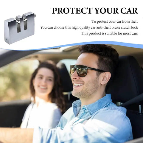 Eight Hole Brake Pedal Lock Tough As Nails Stainless Steel Auto Clutch Vehicle Security Lock for cars shown in graphic