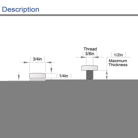 Diagram of Twenty Pack Stainless Steel Standoff Screws Three Quarter Inch Diameter By Three Quarter Inch Length With Thread Details
