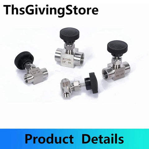 Stainless steel NPT needle valves set (4 pcs), 1/8–1/2 in, 304 SS, female threads for water, gas or oil flow control