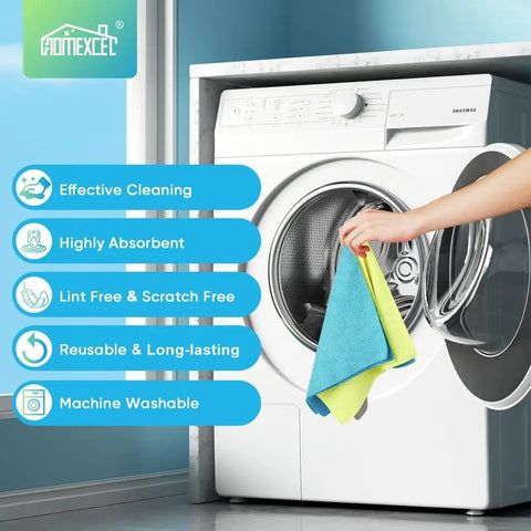 Close-up of Ultra Absorbent Microfiber Cleaning Cloths, 100 Pack For Cars, Home, Kitchen And Shop, Scratch Free, Lint Free Rags, Multicolor 11.5 By 11.5 Inches By HOMEXCEL being used to clean in a washing machine.