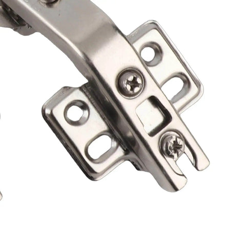 Close-up of a 135 Degree Special Corner Cabinet Door Hinge With Soft Close Hydraulic Adjustable Mechanism For Kitchen Cabinets.