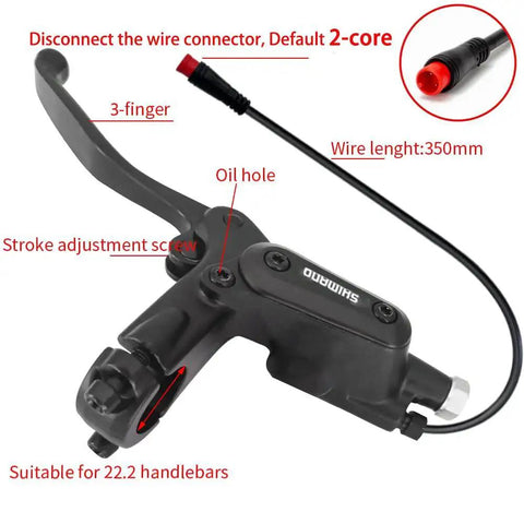 Meteorolite MT200 e-bike hydraulic brake lever and 2-piston master cylinder in black for 22.2mm handlebars.