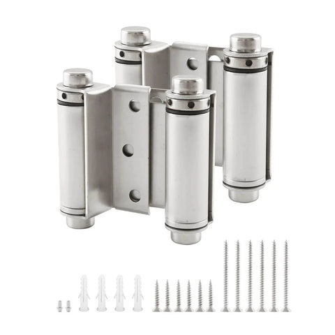 3 Inch Double Action Spring Door Hinge Set Self Closing For Saloon Bar Pub Cafe Doors Satin Nickel Finish with screws and hardware