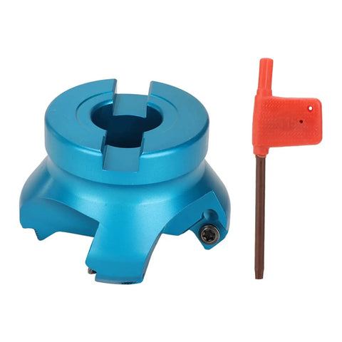 CNC Lathe Face Mill 4 Flutes High Efficiency Milling Cutter For Aluminum Alloy Metal Machining Helical Offset Design Keeps Inserts Seated Strong Rigidity Stable Processing Durable Cutting Tool with wrench