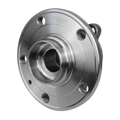 Front view of Wheel Hub Assembly 513253 With ABS Replacement For Audi A3 Q3 TT Beetle Jetta Golf GTI Passat Tiguan CC Eos Rabbit Golf R 5 Lug
