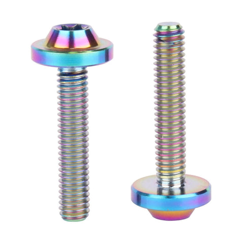 4 Pack Titanium M4x20mm Button Torx Head Bolts For Bicycle And Motorcycle, Rainbow Finish, 6AL4V Titanium Fasteners
