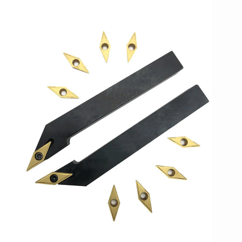 Two Piece Half Inch Indexable Metal Lathe Tool Holder Set With VCMT110304 And VCMT32.51 Carbide Inserts For CNC Turning And Boring Bars Multilayer Coated By Hunricho.
