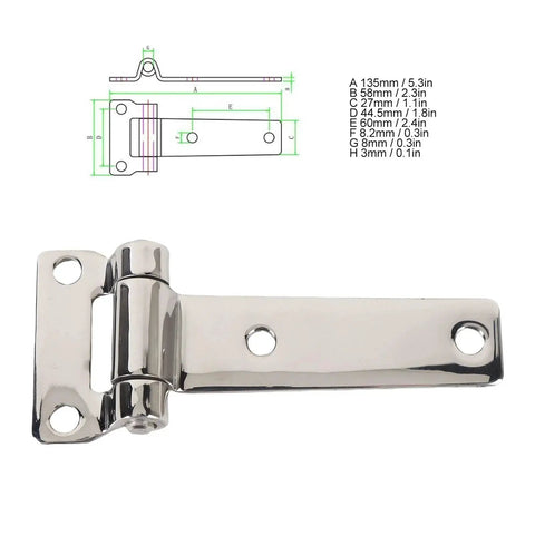 Heavy Duty T Shape Door Hinge For RV Van Boat Yacht Marine Use 304 Stainless Steel With Smooth Operation High Load Capacity Universal Fit