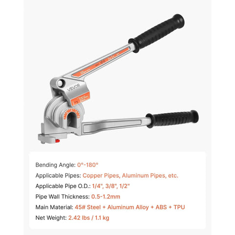 3 In 1 Tube Bender For Copper And Aluminum Pipes, showing manual tool design and bend angle marks for HVAC and air conditioning use