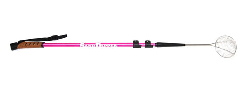 Full Size Beach Scoop Shovel And Sifter Tool For Beachcombing; pink 4 inch basket; adjustable pole for sea glass and shell finding.
