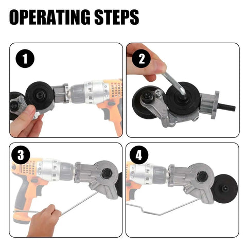 Steps to attach Pro Grade Drill Nibbler Kit for sheet metal cutting on electric drill