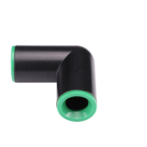 Raindrip 1/2-inch compression elbow, black plastic with green ends