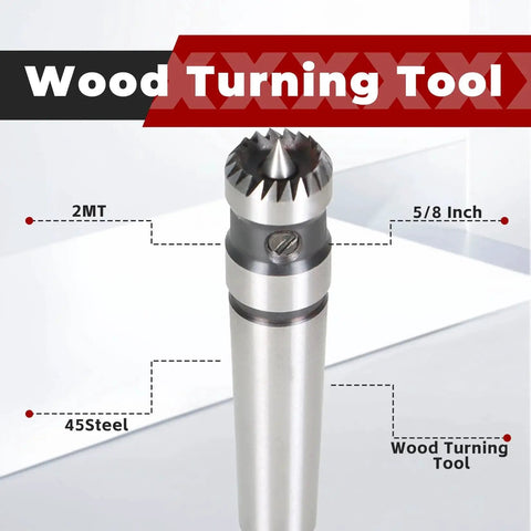 2MT Wood Turning Tool With Five Eighths Inch Drive Center for Wood Lathe and Metalworking Lathe Beefy 45 Steel Center
