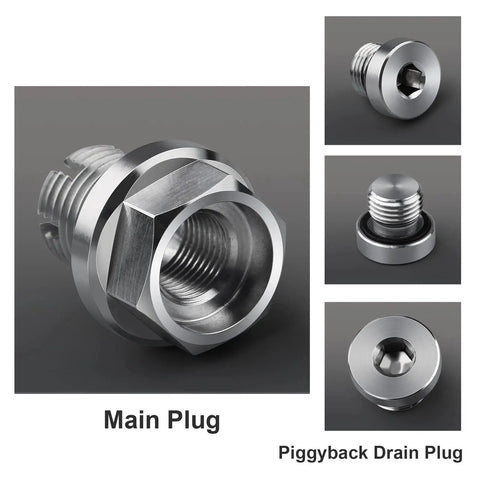Oversize Piggyback M14.1-1.5 x 15mm Stainless Steel Oil Drain Plug Kit for Oil Pan Thread Repair Self-Tapping, Easy Fix, multiple views