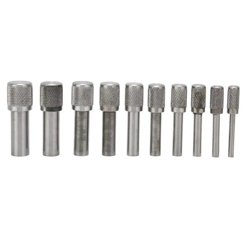 Circle Disc Cutter Set For Jewelry Making And Metal Forming, Pro Steel Punch Die Tray, various sized metal dies lined up