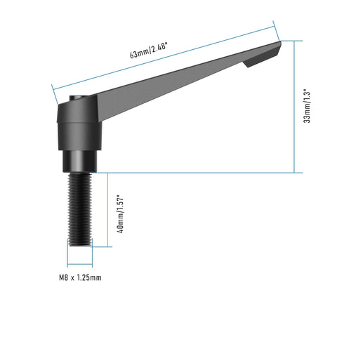 2 Pack M8 x 40mm Clamping Lever Handles With Adjustable Clamping Force And Quick Release Locking Rotating Screw Bolt Stud, black