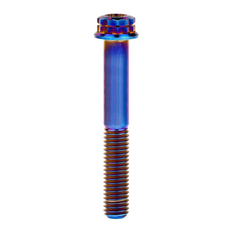 Titanium Flange Bolt 12 Point Head M10x55mm Pitch 1.5mm Burnt Blue Pack Of 4 Grade 5 6Al4V TC4 Aerospace Quality