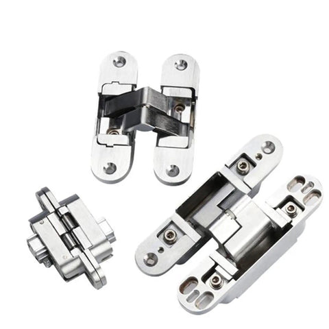 Concealed 180 Degree Door Hinge Set For Furniture showing zinc alloy cross hinges, 2 pieces, Right X30x110, durable, smooth movement.
