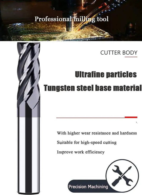 Six Piece Carbide Square End Mill Set Four Flute AlTiN Coated HRC 45 Tungsten Steel Milling Bits For CNC Machining And Metalworking