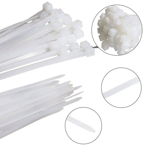 4 Inch White Nylon Zip Ties 100 Pack Self Locking Cable Ties For Indoor And Outdoor Use Heavy Duty Small Tie Straps