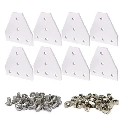 10 Series 1010 Aluminum Extrusion Corner Bracket Kit with 8 corner brackets, 40 T-nuts, and 40 screws for DIY projects