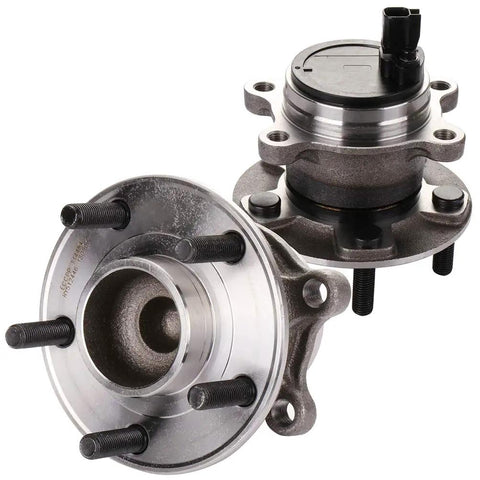 Rear Wheel Hub Bearing Assembly For Ford Focus 2012 To 2018 With ABS 5-Lug 2-Piece Replacement, OE Numbers 512466, front and side view