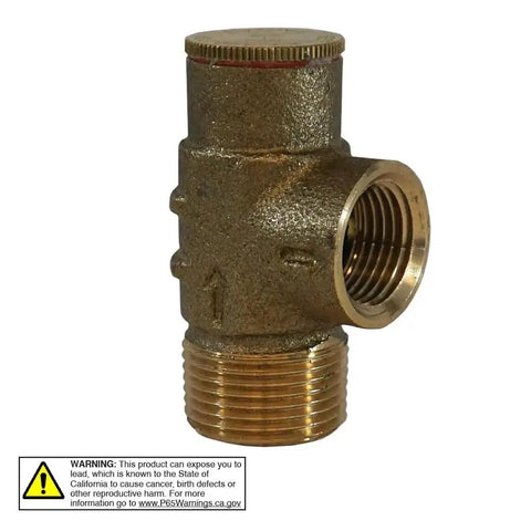 Lead Free Brass Pressure Relief Valve Half Inch MNPT And Half Inch FNPT, 100 PSI Adjustable Safety Valve For Cold Water Wells, IAMPO Certified