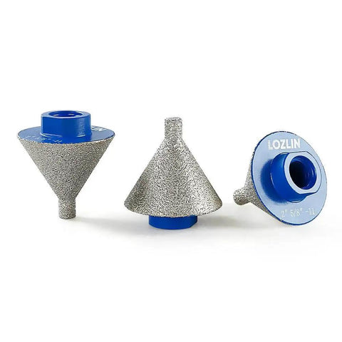 Set of three 2 Inch Diamond Core Drill Bit For Tile Marble Masonry With 5/8-11 Threaded Shaft And 50mm Hole Saw, blue and silver