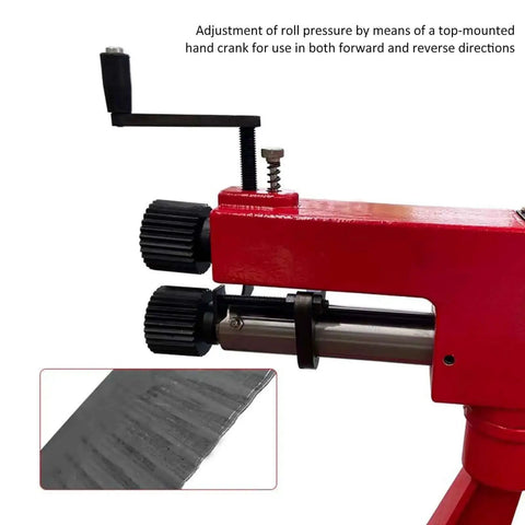 Manual Metal Bead Roller for Sheet Metal Bending with hand crank and dies adjustment mechanism in red finish