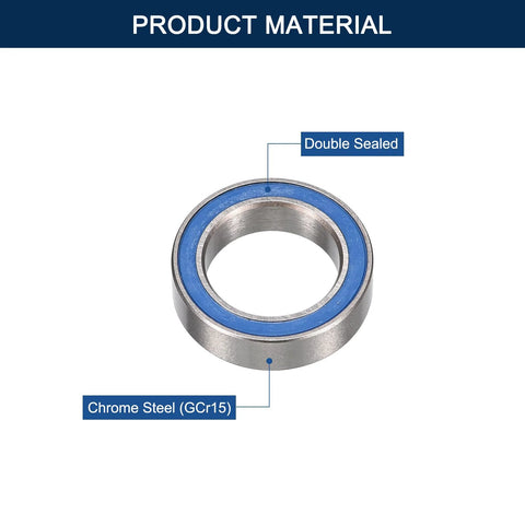 Front view of HiPicco 6701-2RS deep groove ball bearing, 12x18x4 mm, chrome steel with blue double seals