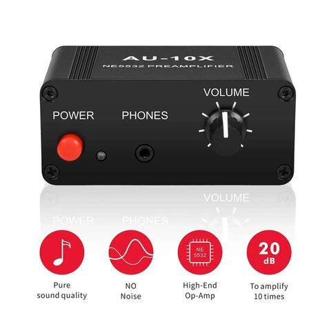 Mini Stereo Audio Preamplifier And Headphone Amplifier With 20dB Gain For Weak Signal Boost Phono Turntable Preamplifier