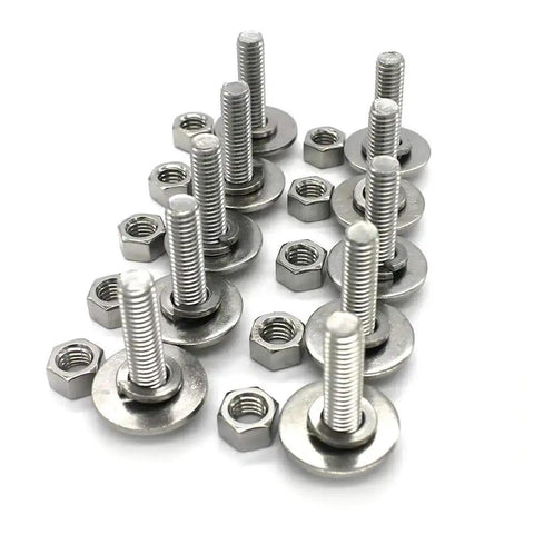 Heavy Duty Stainless Steel Hex Head Screws Bolts Set 1/4-20 X 1-1/2 Fully Threaded With Nuts Flat And Lock Washers 18-8 304 Stainless Includes 10 Sets