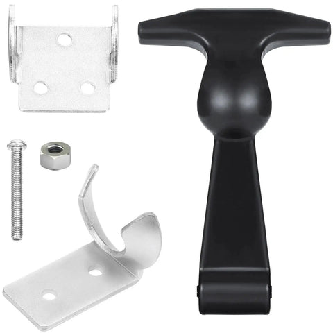 Elastic Rubber Hood Latch Set With Stainless Brackets And T Handle, showing latch components and stainless steel brackets