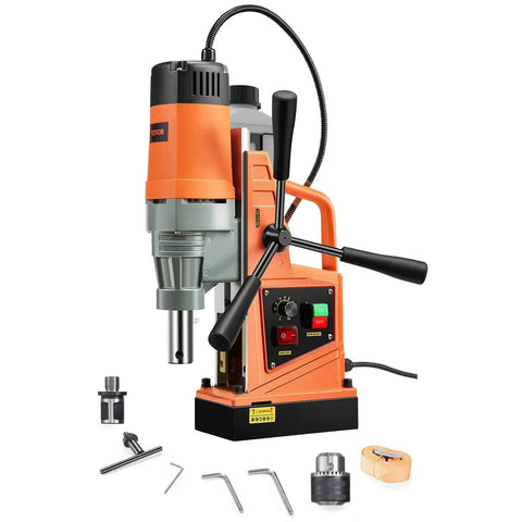 Powerful Magnetic Drill Press For Heavy Metal Drilling With 1550W Copper Motor 2922 Lbf Electromagnet 500 RPM To 10 Speed