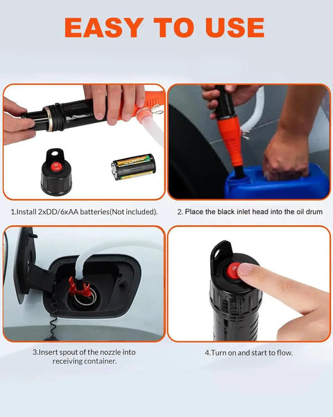 Portable Battery Powered Siphon Pump For Gas Diesel Water Transfer 2.4 GPM usage instructions