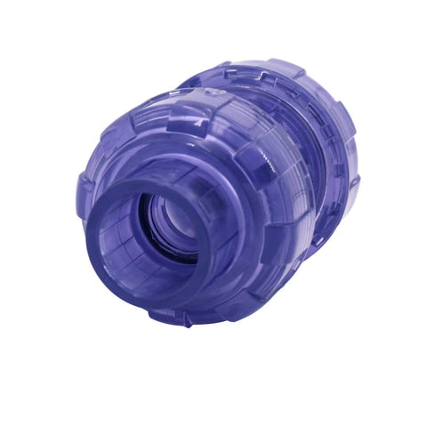 3/4 in UPVC swing check valve, blue translucent, true union, no-spring, socket style