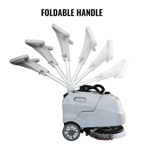 Foldable Walk Behind Floor Scrubber Machine With 180 RPM And 300W Motor, Heavy Duty Hand Push Design, foldable handle image