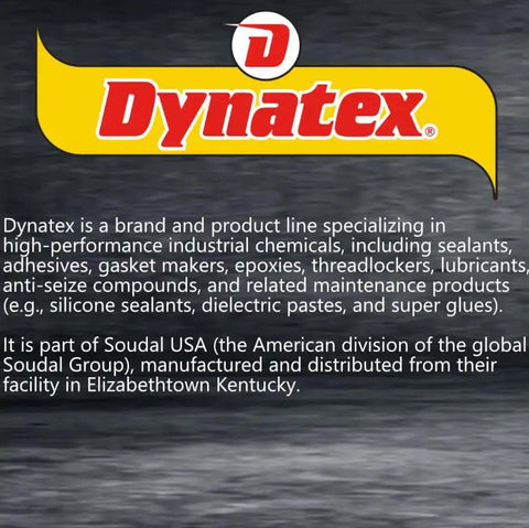 Dynatex logo with brand information on high-performance industrial chemicals, part of Soudal USA in Elizabethtown, Kentucky.