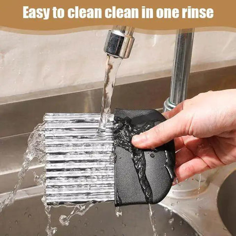 Person washing One Piece Crinkle Cutter And French Fry Cutter For Potatoes And Vegetables Stainless Steel Wavy Slicer under tap