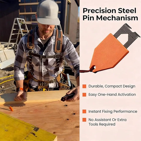 Rope Anchor Hook For Chalk Line Use One Handed Rope Fixation Tool Portable Marking Hook in use on construction site
