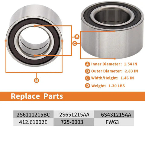 Front Wheel Bearing and Hub Assembly 510056 Ready To Roll for Ford Focus, dimensions and replacement part numbers shown