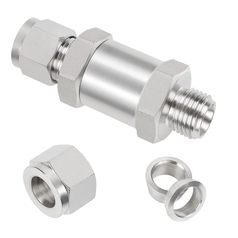 Yoebor 304 stainless steel detachable compression check valve, 3/8 in OD x 3/8 in OD, with nut and ferrules