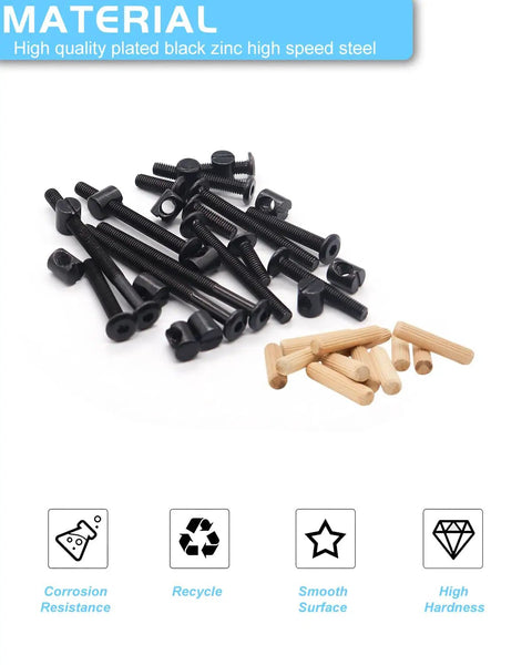 Durable Crib Screws Hardware Replacement Kit For Baby Beds And Furniture Includes M6 Hex Drive Socket Cap Screws In 16 40 60 80 Mm, M6 Barrel Nuts 12 Mm, Wooden Dowel Pins, Zinc Plated Carbon Steel Fasteners For Beds Headboards Chairs Built To Last No.