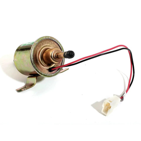 12V Universal Inline Fuel Pump Low Pressure 2.5 To 4 PSI, 30 GPH, 8mm Hose shown with wires and mounting brackets