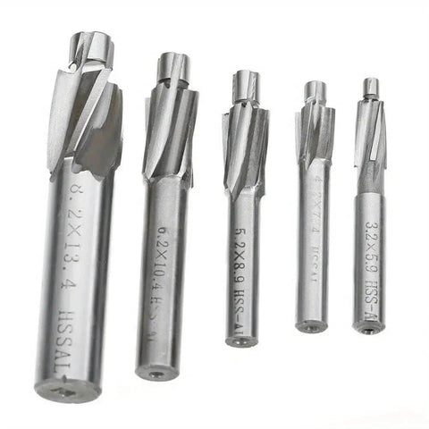 HSS Counterbore End Mill Set M3 to M8 for Pilot Slotting and Countersinking Milling Cutter and Flat Counterbore Drill Bit Kit