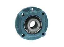Front view of Piloted C-Flange Sealed Ball Bearing Single Unit 2 in (50.8 mm) ID Set-Screw Locking Cast Iron Housing Medium Duty Contact Seal