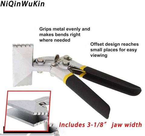 3 Inch Straight Jaw Metal Bender Hand Seamer Workhorse Tool with ergonomic black handles and offset design for precise metal bending