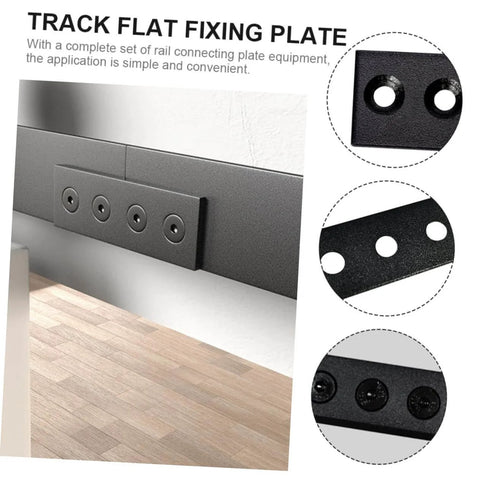 Barn Door Track Connector Joining Plate Black Metal Carbon Finish For Sliding Door Installation 1 Set Flat Mending Repair Bracket Durable Track Hardware Your Go To Barn Door Bracket For Home Renovations And DIY Projects