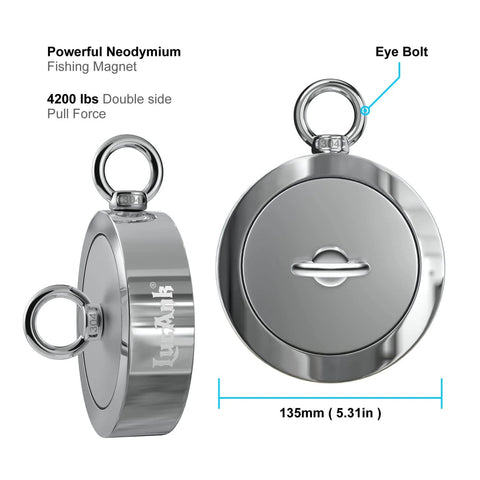 Heavy Duty Neodymium Fishing Magnet With Beefy Pulling Power, Sturdy Thread Locker, Eye Bolt And Fall Proof Case